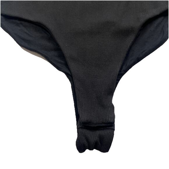 Lulus Bodysuit Womens Small Black Ribbed Jersey Knit Tank Straps High Back NWT - Picture 5 of 10